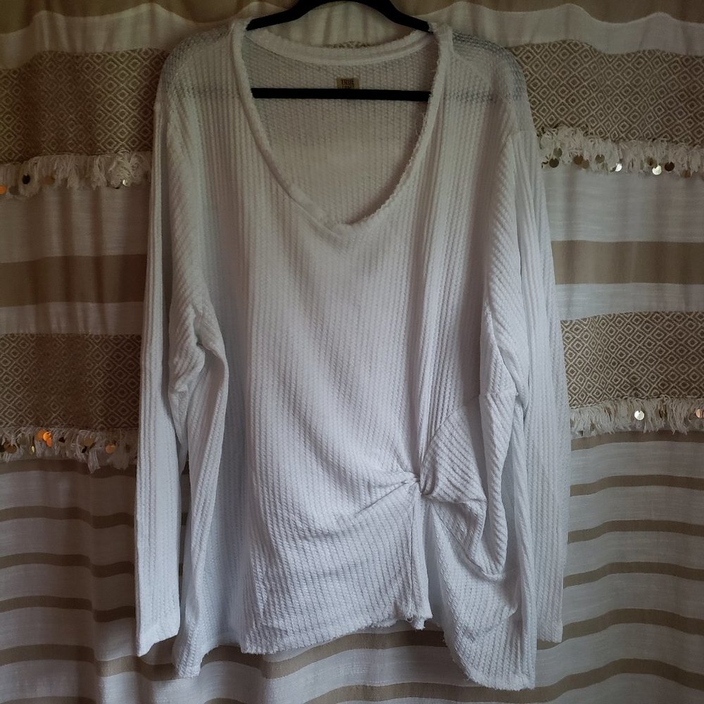 True Craft | Knotted Front Waffle Knit Light Shirt